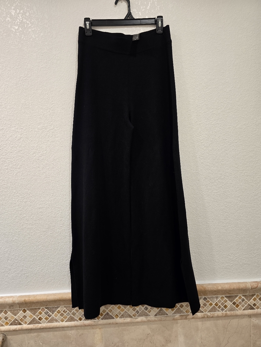 Zara Knit Long Cardigan Jacket Flare Pants Set Pearl Buttons Black L - Picture 12 of 16